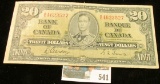 Jan., 1937 Bank of Canada Twenty Dollar Note, VF.