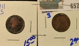 1911-S & 1915-S WHEAT CENTS