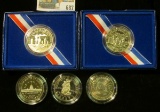 2 PROOF STATUTE OF LIBERTY HALF DOLLARS WITH BOXES, TWO BICENTENNIAL OF CONGRESS HALF DOLLARS,  & UN