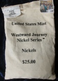 CANVAS MINT BAG WITH 500 NICKELS FROM THE 2006 WESTWARD JOURNEY NICKEL SERIES