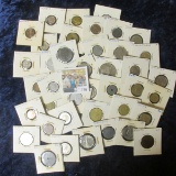 (40) CARDED FOREIGN COIN LOT FROM AROUND THE WORLD