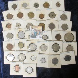 (37) CARDED FOREIGN COIN LOT FROM AROUND THE WORLD
