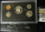 1992 SILVER PROOF SET.  THE HALF DOLLAR, QUARTER, & DIME ARE ALL SIVER