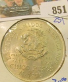 1953-MO SILVER MEXICAN 5 PESOS COIN