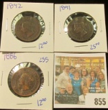 1886, 1892, & 1891 CANADIAN LARGE CENTS