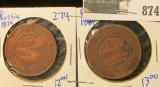 1874 & 1881 RUSSIAN 5 KOPEKS BRONZE COINS