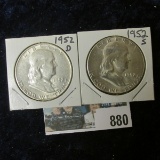 1952 D AU & 52 S BU Franklin Half Dollars.