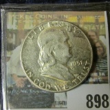 1951 P Toned AU Franklin Half Dollar.