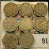 1899, 1905, 1906, 1907, 1908, 13,  19, & 1920 Canada Five Cent Silvers.