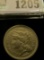 1205 _ 1873 U.S. Three Cent Nickel, AU.