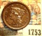 1753 _ 1855 Upright 5 U.S. Large Cent, Brown Uncirculated. Originally purchased in someone's Auction