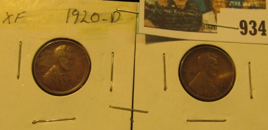 934 _ Pair of 1920 D Lincoln Cents, Both EF.