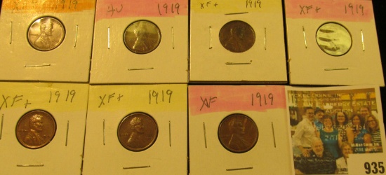 935 _ (7) 1919 P Lincoln Cents, all grading EF-AU. Nice Chocolate browns.