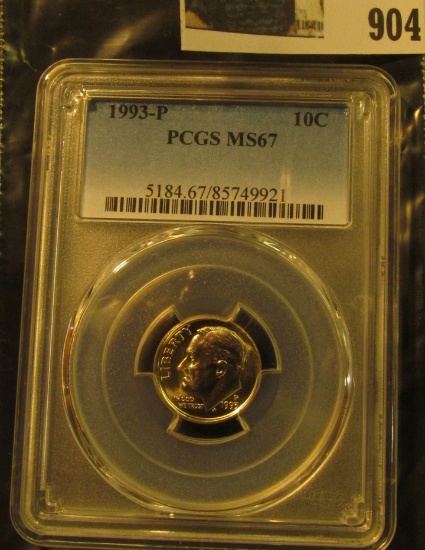 904 _ 1993 P Roosevelt Dime, PCGS slabbed MS67