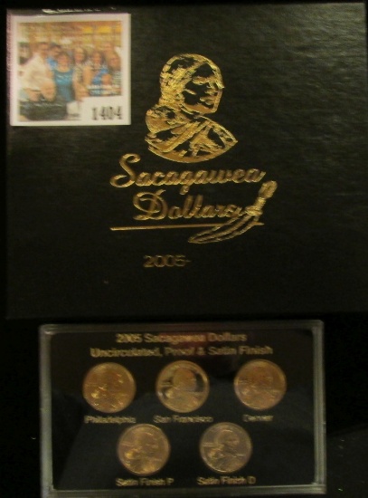 1404 _ "Sacagawea Dollar 2005" Five dollars encased in a holder and stored in a box.The set containi
