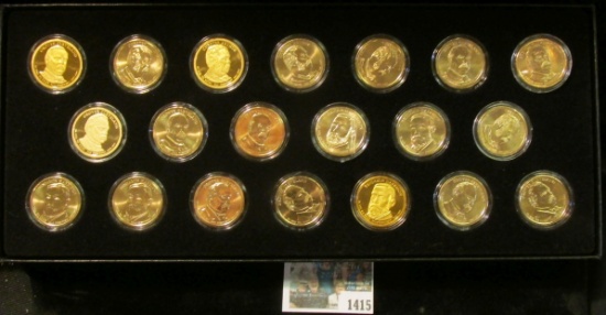 1415 _ (20) Proof & BU U.S. Presidential Dollars. All encapsulated and stored in a velvet-lined blac
