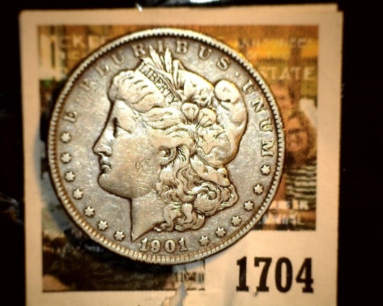1704 _ 1901 P U.S. Silver Morgan Dollar, Fine.