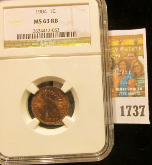 1737 _ 1904 U.S. Indian Head Cent. NGC slabbed MS 63 RB.