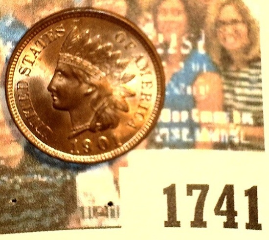 1741 _ 1901 Indian Head Cent, Brilliant Red Uncirculated.