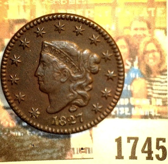 1745 _ 1827 U.S. Large Cent, EF Dark.
