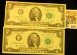 1027 _ (2) Consecutive Serial Number Two Dollar Series 1976 Federal Reserve Notes, all Crisp Uncircu