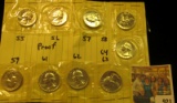 921 _ Partial Set of Proof Washington Quarters: 1955 P, 56 P, 57 P, 58 P, 59 P, 61 P, 62 P, 63 P, &