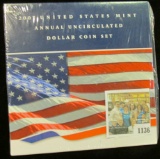 1136 _ 2007 United States Mint Annual Uncirculated Dollar Coin Set in original package as issued. Co