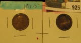 925 _ 1921 S & 22 D Lincoln Cents. Semi-key dates. Both VG.
