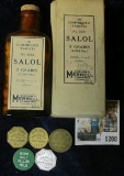 1208 _ Original bottle of Salol by the Wm. S. Merrell Company with literature. Salol is a white, cry