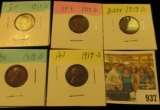 937 _ (5) 1919 S Lincoln Cents, all grading EF-AU. Nice Chocolate browns.