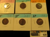 939 _ (6) 1918 S Lincoln Cents, all grading VF-EF. Nice Chocolate browns.