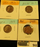 944 _ (4) 1917 P Lincoln Cents, all grading EF-AU+. Nice Chocolate browns.