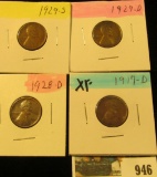 946 _ 1917D, 28D, 29D, & S Lincoln Cents, all Grading EF.