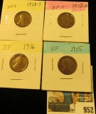 952 _ 1915P VF, 16P EF, 28D EF, & 28S EF Lincoln Cents.