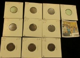 1494 _ 1892, (3) 1893, (3) 1895, (2) 1896, & 1898 Indian Head Cents grading Good to Fine, carded and