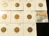 1510 _ 1881, 89. 90, 92, 1900, 01, 02, 03, 04, & 05 Carded and ready to sell Indian Head Cents. (10