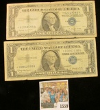 1559 _ (2) Series 1957, 57A & Series 57B Star Replacement One Dollar Silver Certificates. (4 notes).