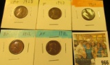 966 _ 1910P, 11P, 12P, 23P, & 28P Lincoln Cents, Fine to AU.