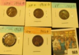 969 _ 1922D, 23P, S, 25D, & 26D  Lincoln Cents, VG to EF.