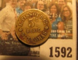 1592 _ Danish West Indies: 5 cents token, ND (ca. 1890), 