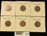 1619 _ 1879, 86, 96, 1901, 05, & 09  Indian Head Cents. Grading up to VG.