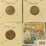 1622 _ 1862 & 1863 Copper-nickel & 1864 Bronze Civil war Era Indian Head Cents.