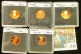1642 _ 1982 S, 89 S, 90 S, 91 S, & 92 S  Proof Lincoln Cents in special holders.