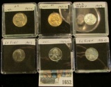 1652 _ (2) 1943 P, (1) D, S Lincoln Cents, all in Special holders; 1947 D BU & S BU Jefferson Nickel