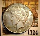 1724 _ 1935 P U.S. Silver Peace Dollar, AU.