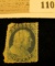 USA Scott #18 1857 Type 1 Blue Used. paper attacherd to back. Catalog $550. Please look at photos to