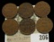 1929, 28, 32, 33, 35, & 36 lot of 6 King George V Canada Cents. Their condition averages VF.