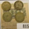 World War II Silver Great Britain Three Pence Coins Set. (1941, 42, 43, & 44.