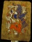 Original Painting on Papyrus type material./ Deer and Peacock motif. Very unusual.