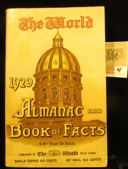 "The World 1929 Almanac and Book of Facts 44th Year of Issue" published by The World New York.